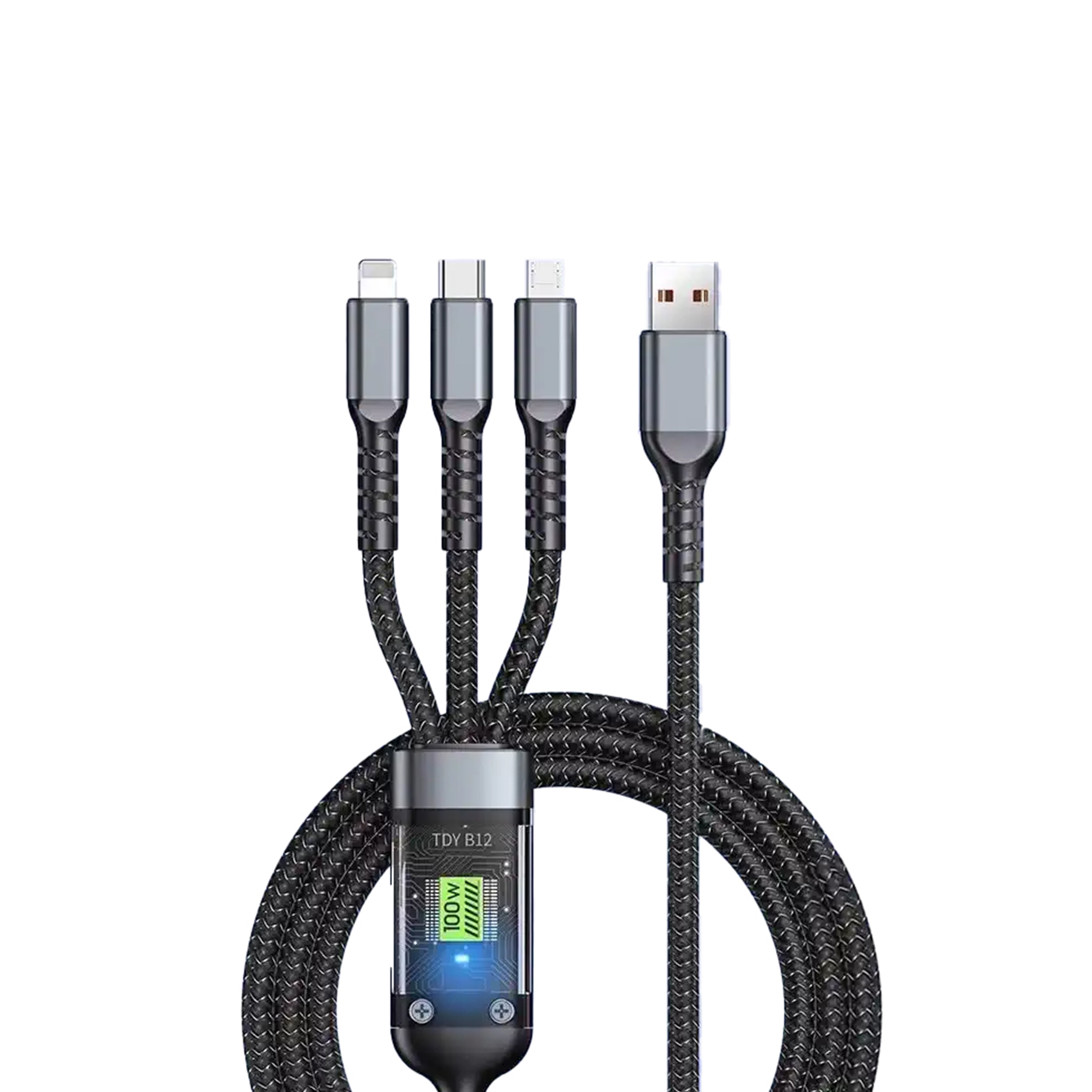 CABLE USB 2.0 A X3 TIPO C/MICRO/IPHONE NB297 3EN1 1.00 MTS NEGRO